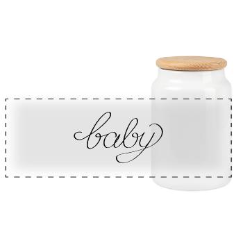 bébé - Boîte à biscuits avec couvercle en bois - blanc - Devant