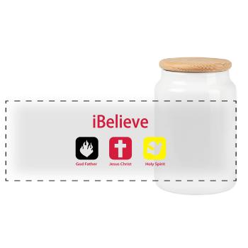 iBelieve - Jesus Shirt (UK) - Panorama Keksdose mit Holzdeckel - Weiß - Vorne