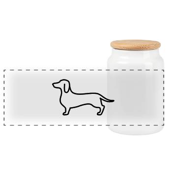 sausage dog - Panoramic Cookie Jar with Wooden Lid - white - Front