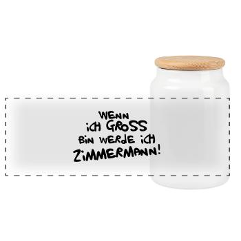 Ich werde Zimmermann - Panorama Keksdose mit Holzdeckel - Weiß - Vorne