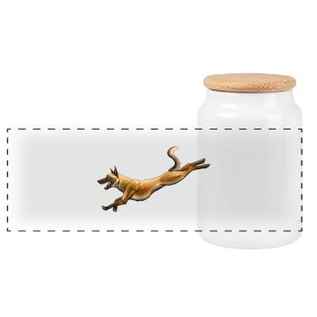 Belgian Shepherd Malinois - Panoramic Cookie Jar with Wooden Lid - white - Front