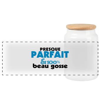 Presque Parfait - 100% BEAU GOSSE (2c) - Boîte à biscuits avec couvercle en bois - blanc - Devant