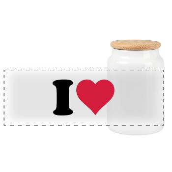 i_love - Panorama Keksdose mit Holzdeckel - Weiß - Vorne