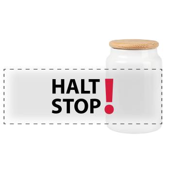 Halt Stop! - Panoramic Cookie Jar with Wooden Lid - white - Front