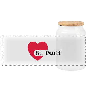 love_st_pauli - Panorama Keksdose mit Holzdeckel - Weiß - Vorne