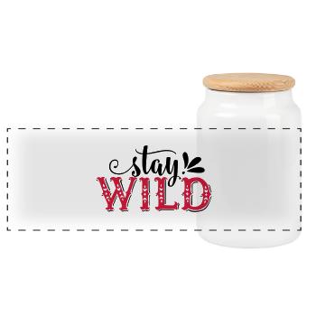 Stay Wild - Panorama Keksdose mit Holzdeckel - Weiß - Vorne