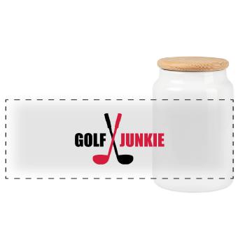 golf - Panorama Keksdose mit Holzdeckel - Weiß - Vorne