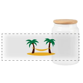 island_palms_and_hammock - Panoramic Cookie Jar with Wooden Lid - white - Front