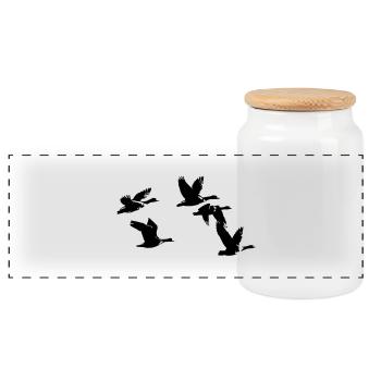 groupe oies rieuse - Boîte à biscuits avec couvercle en bois - blanc - Devant