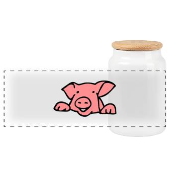 Schwein Schweinekopf 28053 - Panorama Keksdose mit Holzdeckel - Weiß - Vorne