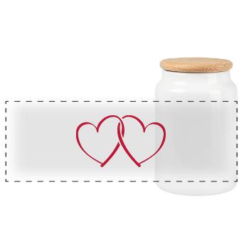 love_hearts___f1 - Panoramic Cookie Jar with Wooden Lid - white - Front