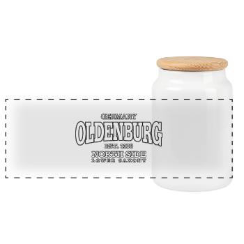 Oldenburg (blanc) - Boîte à biscuits avec couvercle en bois - blanc - Devant