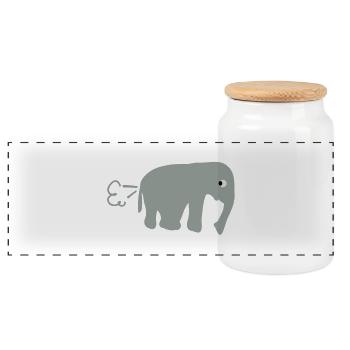 elephant_fart - Panoramic Cookie Jar with Wooden Lid - white - Front