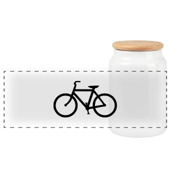 bike - Panoramic Cookie Jar with Wooden Lid - white - Front