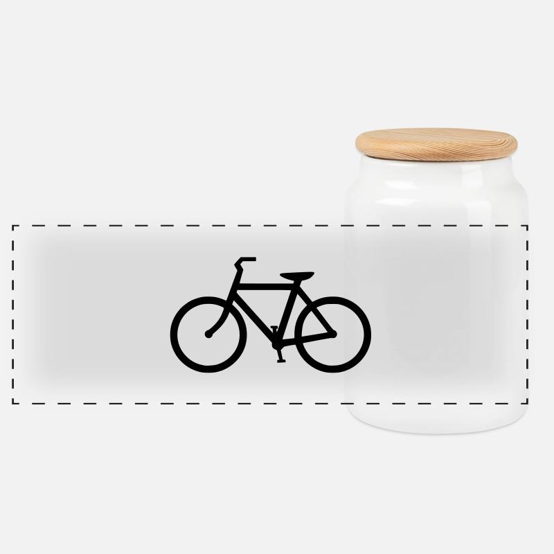 fahrrad - Panorama Keksdose mit Holzdeckel - Weiß