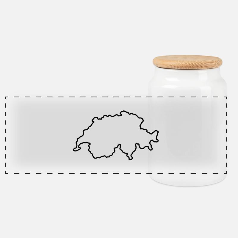 carte_suisse2 - Boîte à biscuits avec couvercle en bois - blanc