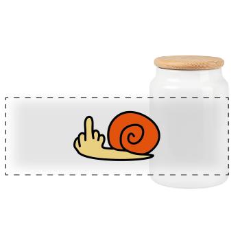 fuck_off_snail - Panorama Keksdose mit Holzdeckel - Weiß - Vorne