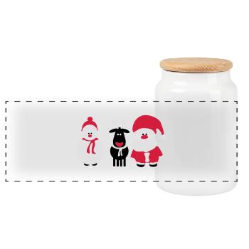 noël équipe 3 - Boîte à biscuits avec couvercle en bois - blanc - Devant