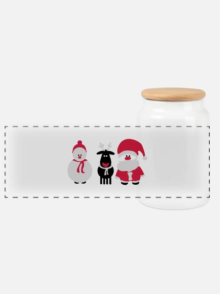 christmas crew 3 - Panoramic Cookie Jar with Wooden Lid - white