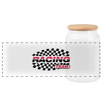 racing_team_t2 - Boîte à biscuits avec couvercle en bois - blanc - Devant