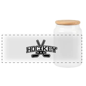 hockey_pro_f2 - Panoramic Cookie Jar with Wooden Lid - white - Front