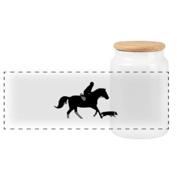 reiter_pferd_hund - Panoramic Cookie Jar with Wooden Lid - white - Front