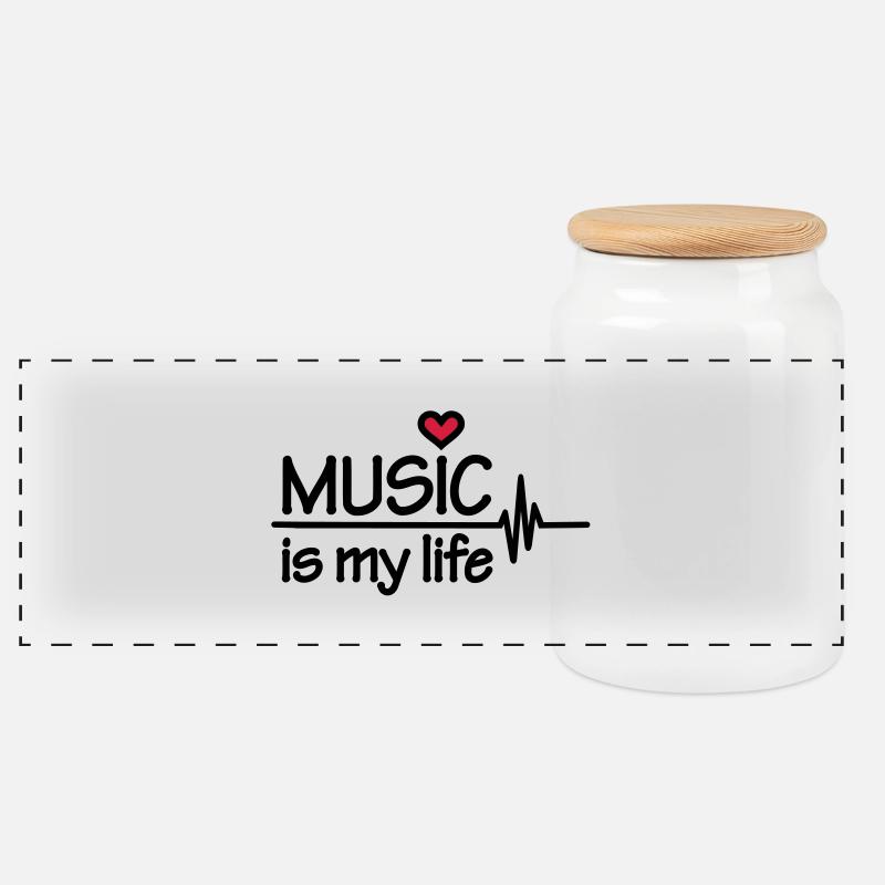 Music is my life - Panorama Keksdose mit Holzdeckel - Weiß