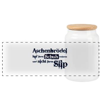 Aschenbrödel hat ihren Schuh verloren - Panoramic Cookie Jar with Wooden Lid - white - Front
