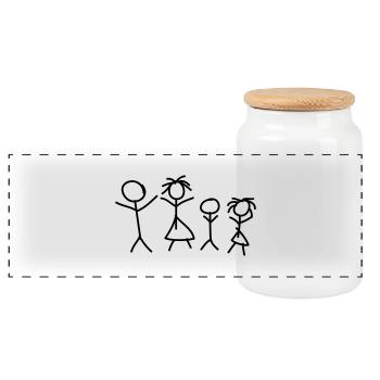 Family - Panoramic Cookie Jar with Wooden Lid - white - Front