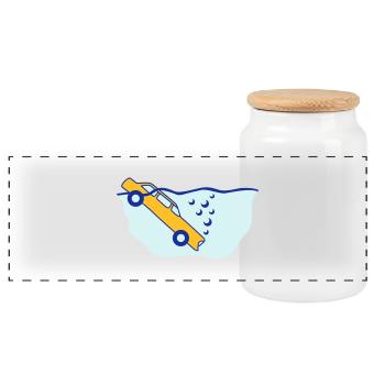 Diving Car - Panorama Keksdose mit Holzdeckel - Weiß - Vorne