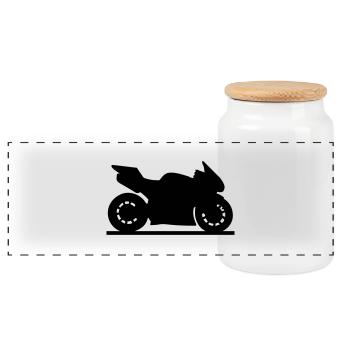 motorrad_f1 - Panoramic Cookie Jar with Wooden Lid - white - Front