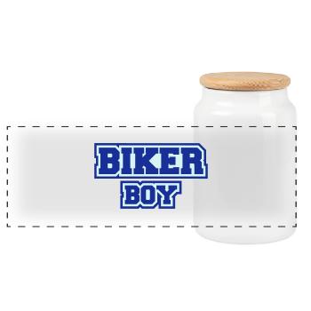 Biker Boy - Boîte à biscuits avec couvercle en bois - blanc - Devant