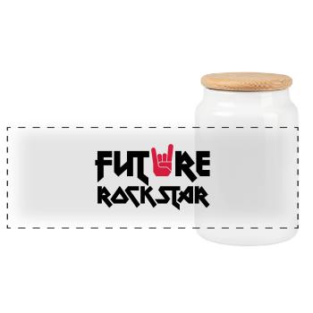 future rock star - Panoramic Cookie Jar with Wooden Lid - white - Front