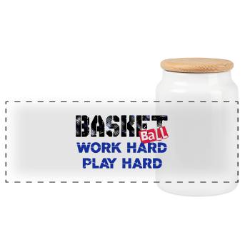 basketball 006 - Boîte à biscuits avec couvercle en bois - blanc - Devant