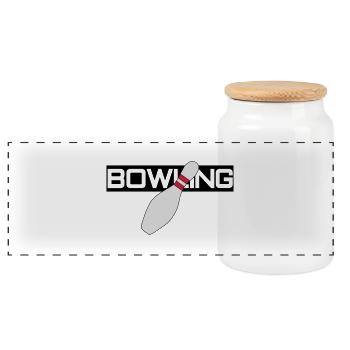 Bowling - Panoramic Cookie Jar with Wooden Lid - white - Front
