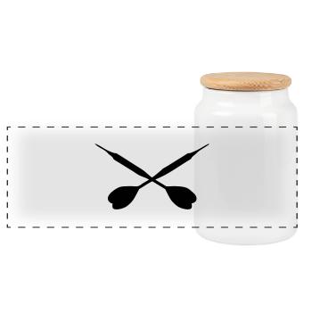 darts darts game - Panoramic Cookie Jar with Wooden Lid - white - Front