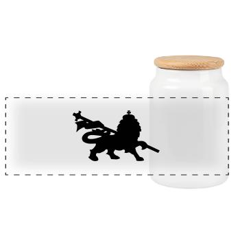 Löwe lion rasta dub music king fun symbol - Panorama Keksdose mit Holzdeckel - Weiß - Vorne