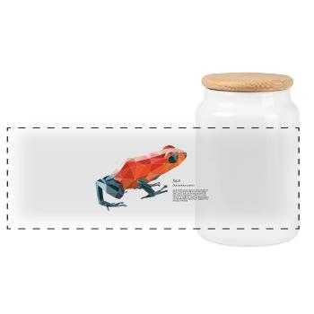 fig5_polygonpfeilgiftfrosch - Panorama Keksdose mit Holzdeckel - Weiß - Vorne