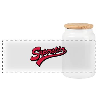 superstar - Panoramic Cookie Jar with Wooden Lid - white - Front