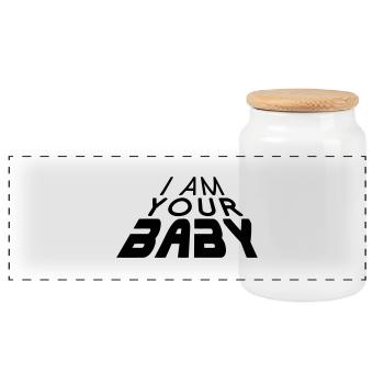 I am your BABY 3D big (1c) - Panorama Keksdose mit Holzdeckel - Weiß - Vorne