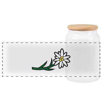 Blumen und Kräuter: Edelweiss - Panorama Keksdose mit Holzdeckel - Weiß - Vorne