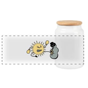 sun kicks snowman - Panoramic Cookie Jar with Wooden Lid - white - Front