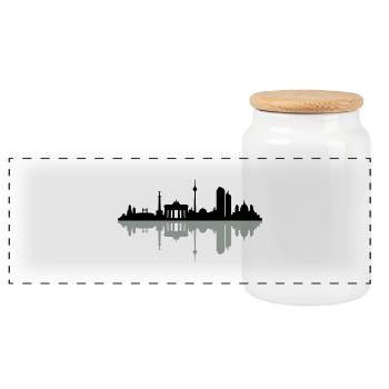 Skyline Berlin Schatten - Panorama Keksdose mit Holzdeckel - Weiß - Vorne