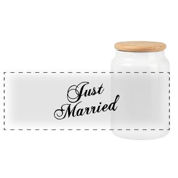 Just Married_V8 - Panorama Keksdose mit Holzdeckel - Weiß - Vorne