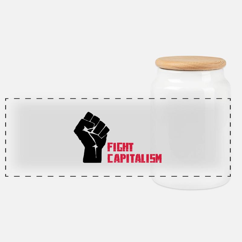 Fight Capitalism - Panorama Keksdose mit Holzdeckel - Weiß