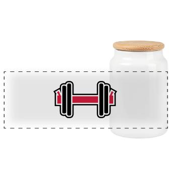 Dumbbell - Panoramic Cookie Jar with Wooden Lid - white - Front