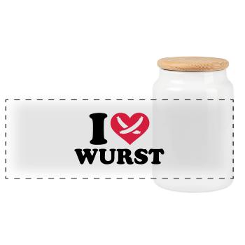 Wurst - Panorama Keksdose mit Holzdeckel - Weiß - Vorne