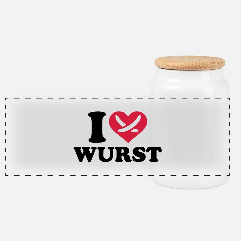 Wurst - Panorama Keksdose mit Holzdeckel - Weiß