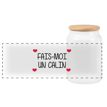 Fais-moi un calin - Boîte à biscuits avec couvercle en bois - blanc - Devant