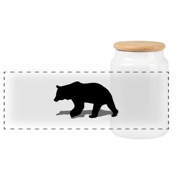 bear - brown bear - hunting - hunter - Panoramic Cookie Jar with Wooden Lid - white - Front